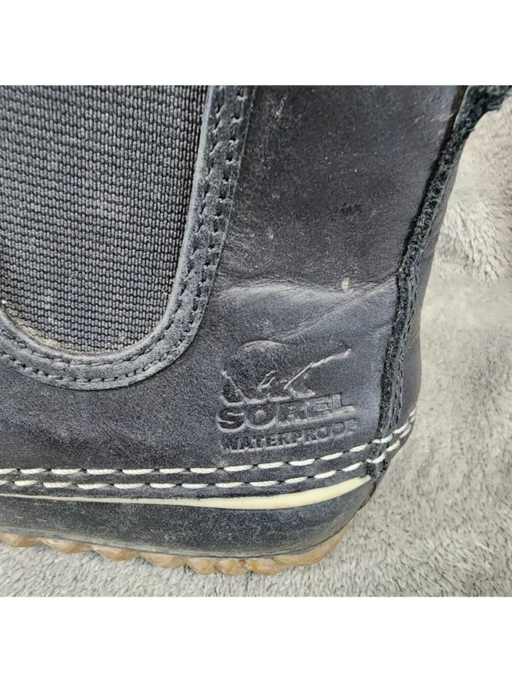 Sorel Shoes Womens Size 6 Out N About Black Leather Chelsea Duck Boots *Read*